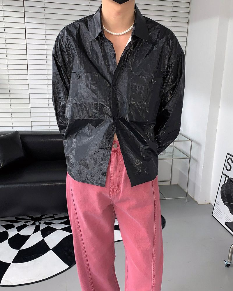 CR Laminating Cropped Jacket (2 colors)