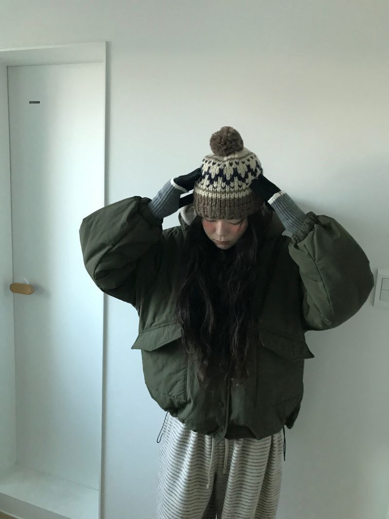 Matte Snap Hooded Padded Jacket (2 Colors)