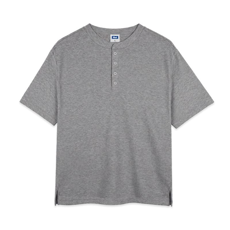 standard waffle henley neck short-sleeve t-shirt (3color)