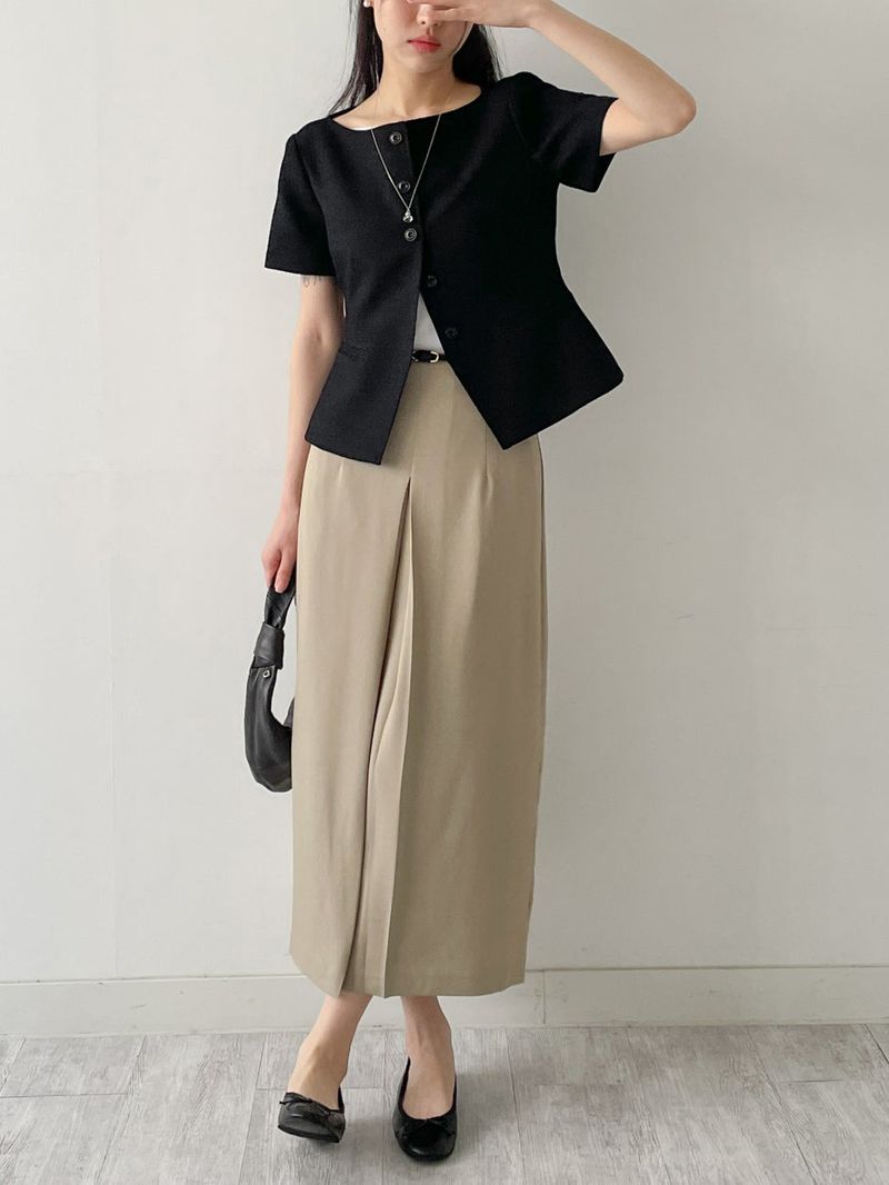 Twill Glass Boat Neck Jacket