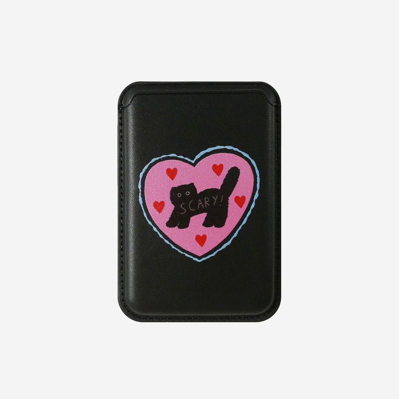 Love or not（ラブオアノット）の「[MADE]ブラック-ピンクラブ-スカーリーキャットマグセーフカードケース(3 Piece Storage)（スマホグッズ/小物）」