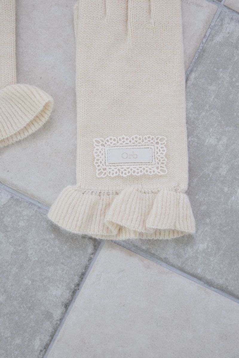 Orb frilly gloves (soft ivory)