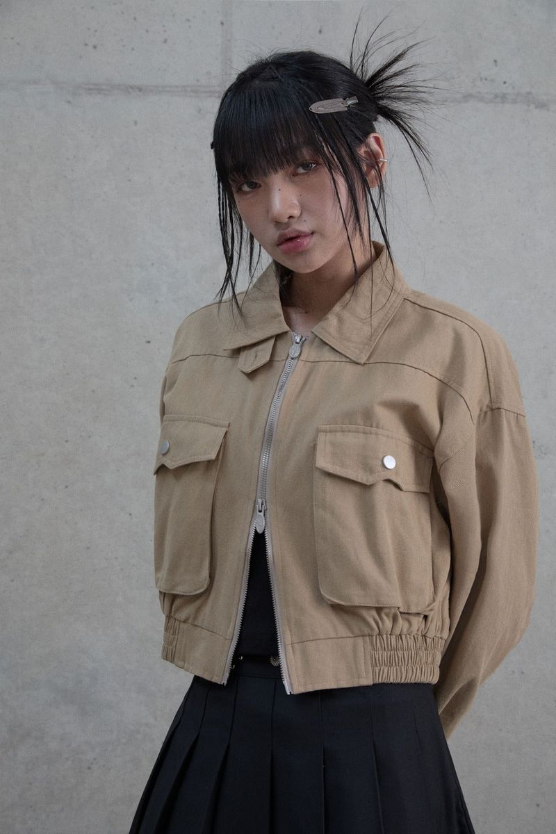 (W) Short cotton Harrington jacket