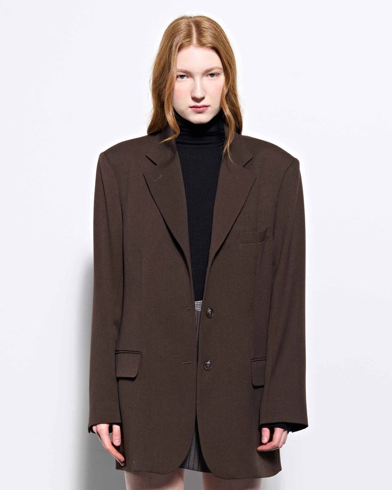 Back Patch Oversized Blazer _ Brown