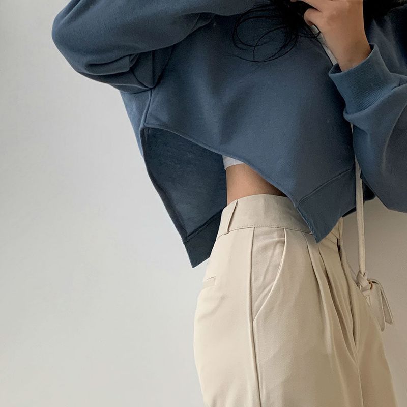 [High waist] one-button pin tuck slacks