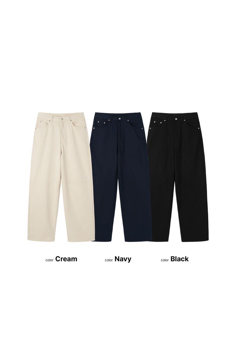 Detail Wide Cotton Pants 3COLOR