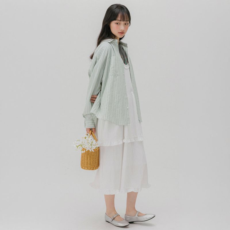 TWO POCKET STRIPE SHIRT (MINT)