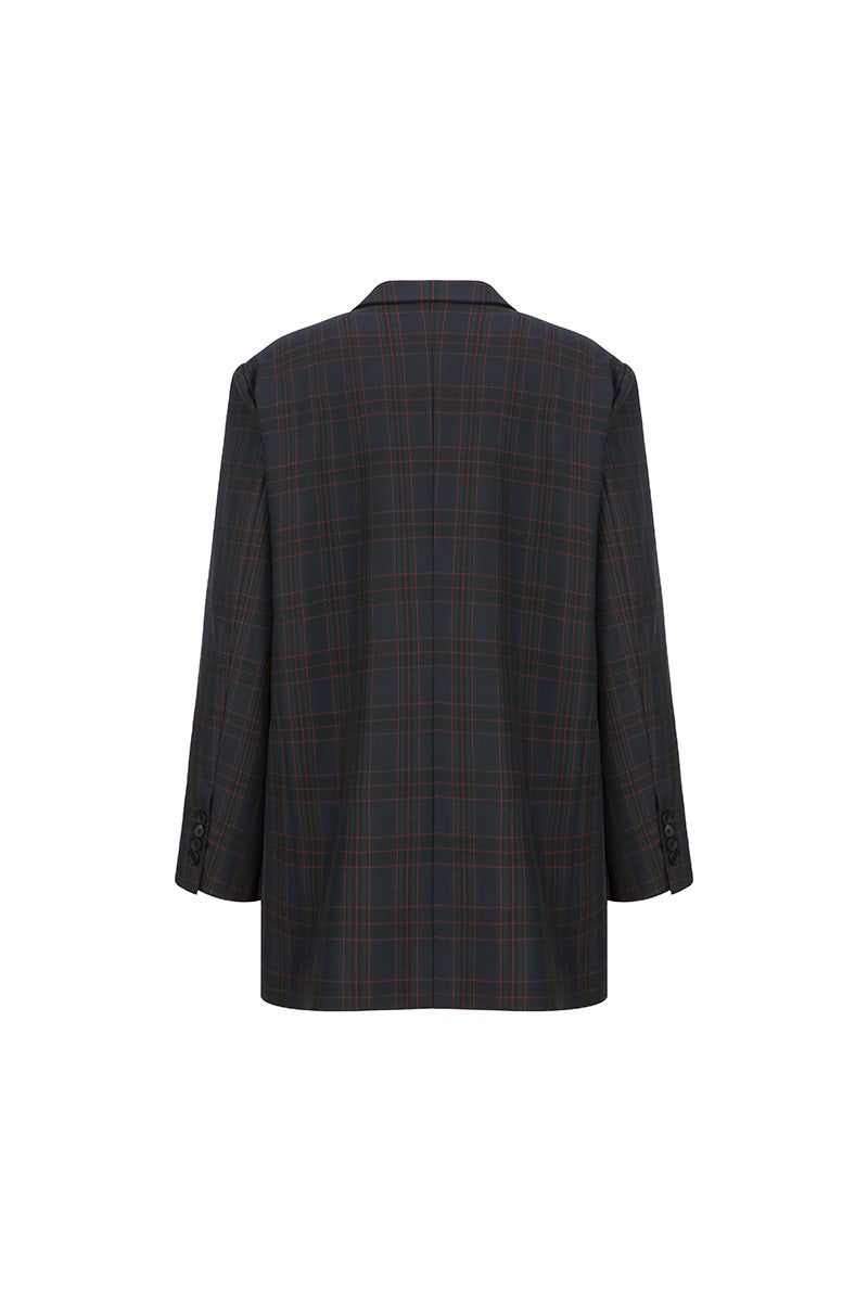 0 6 wool check cross jacket