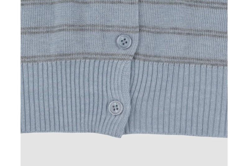 SOFT STRIPED KNIT CARDIGAN (GRAY)