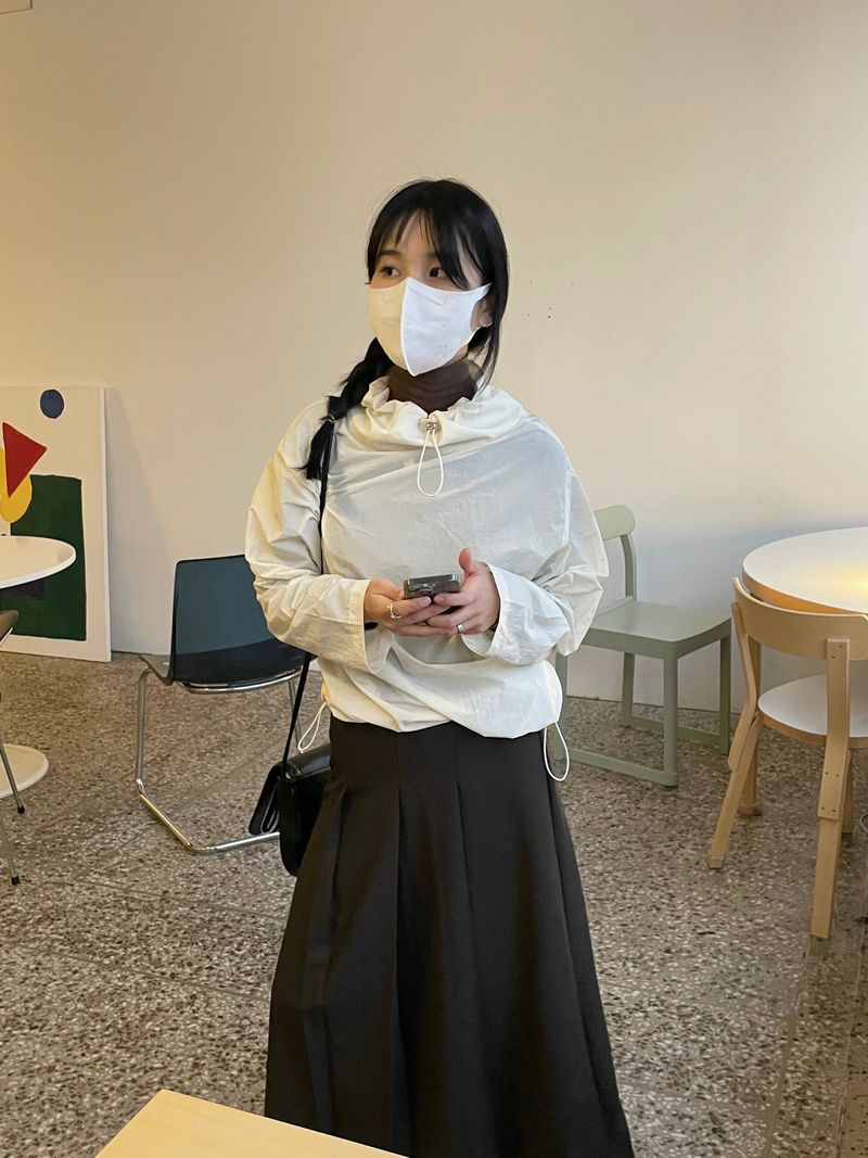 Leaf crease long skirt