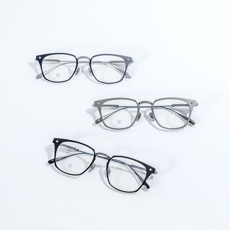 Knouun Square titanium glasses CODE. 104. A Black N Gray