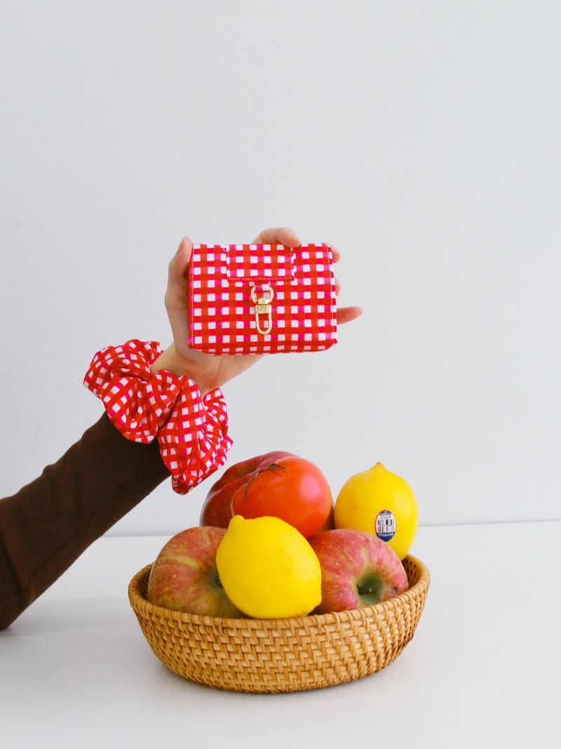 Gingham Mini Pouch - Red