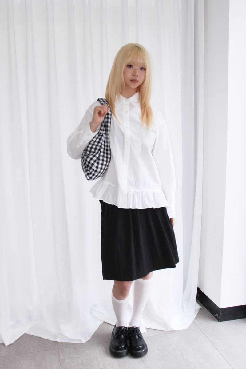 soft loose-fit frill shirt blouse