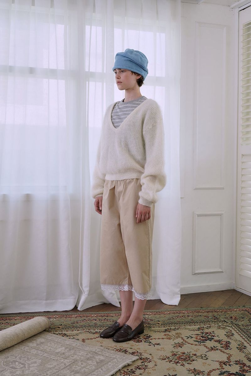 Soft shirring beanie_skyblue