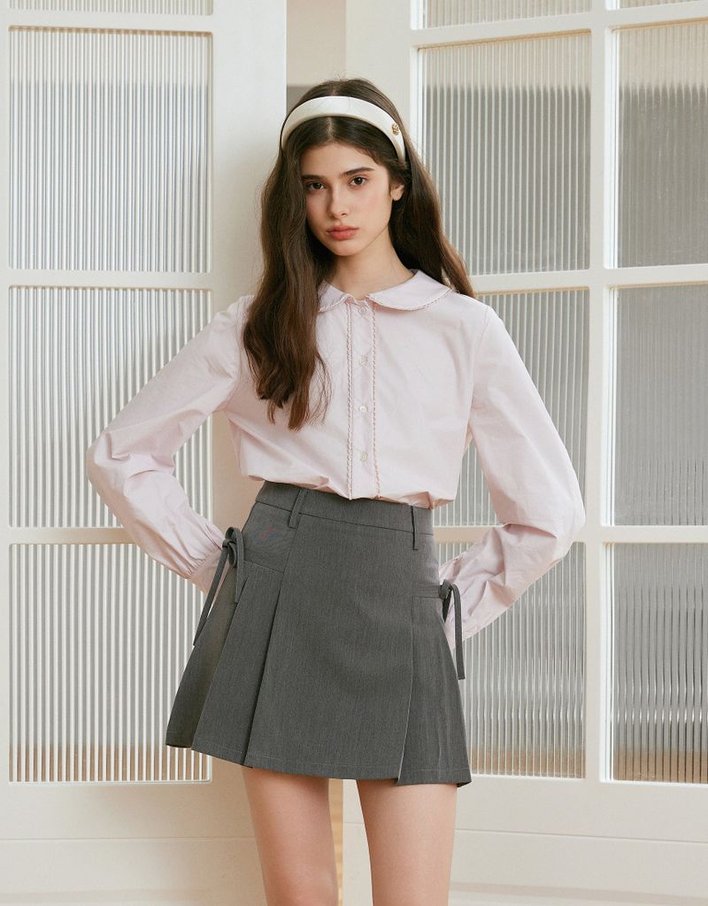 Bloom Lace Collar Shirt Blouse Pink