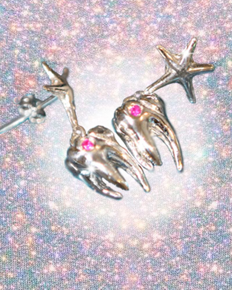 【MADE】Starry Tooth Gem Earrings (Ruby)