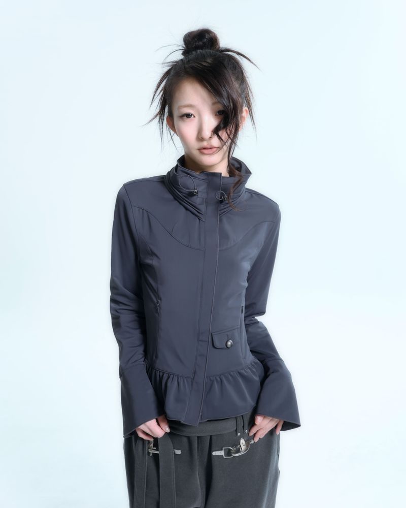 Ruffle Two Way zip-up - Ash
