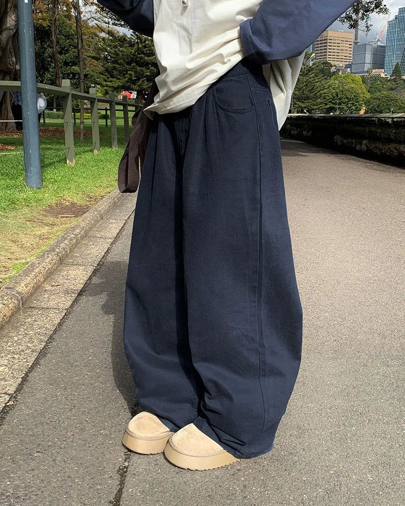 [ORIGINAL] Grain Pintuck Low-Rise Wide Pants