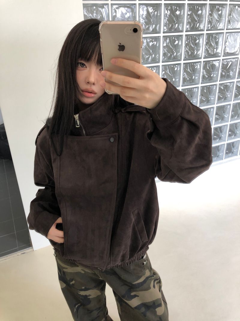 ジーン オーバーサイズド カラー スウェード ジャケット
