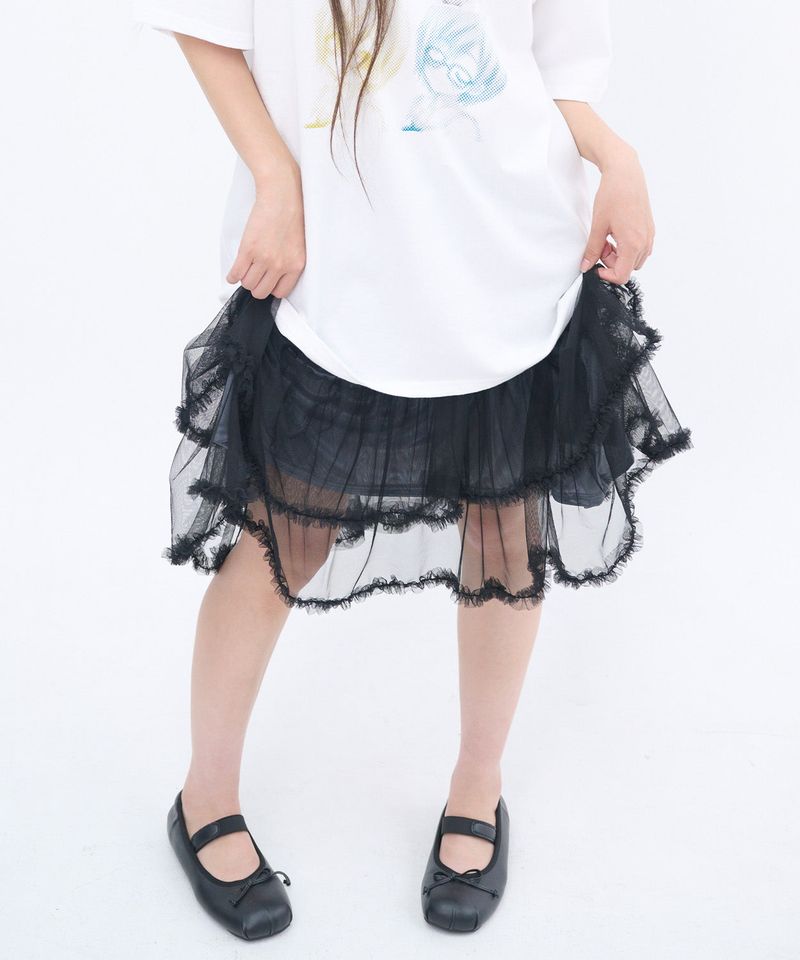 RUFFLE TIERED MESH MINI SKIRT