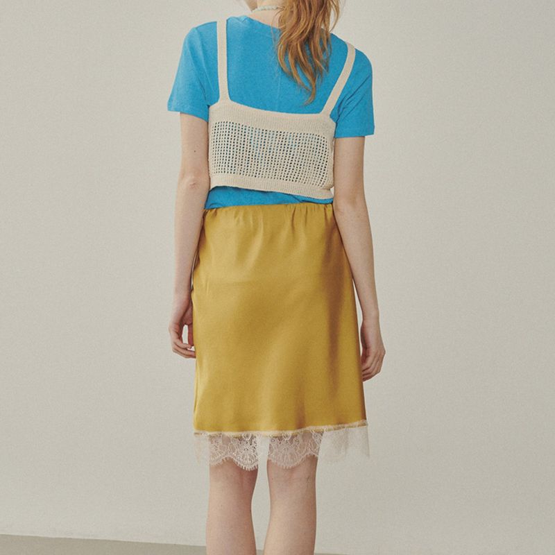 Rose Stain Lace Mini Skirt