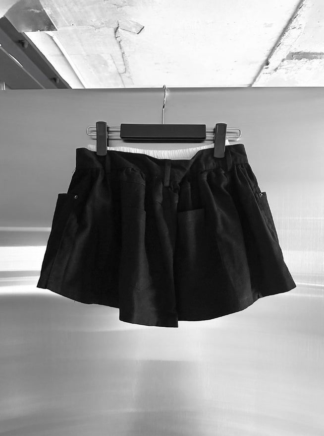 Double-waisted sagging mini skirt