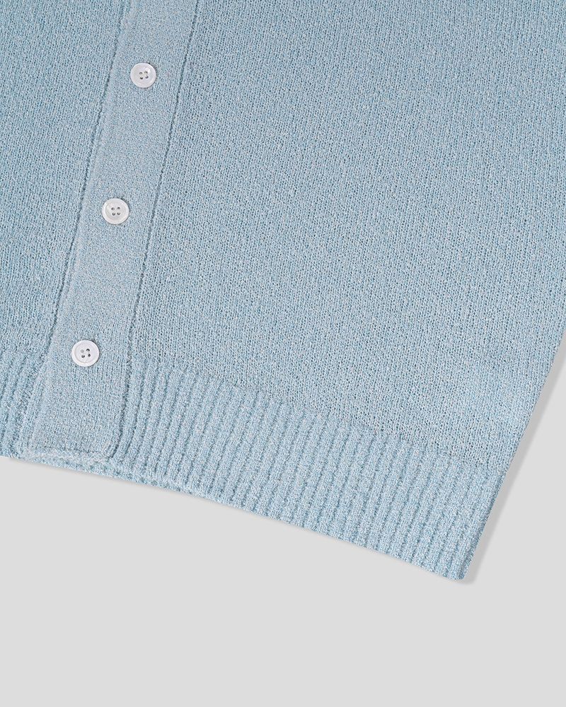 Bluema Bouclé Collar Short Sleeve Cardigan