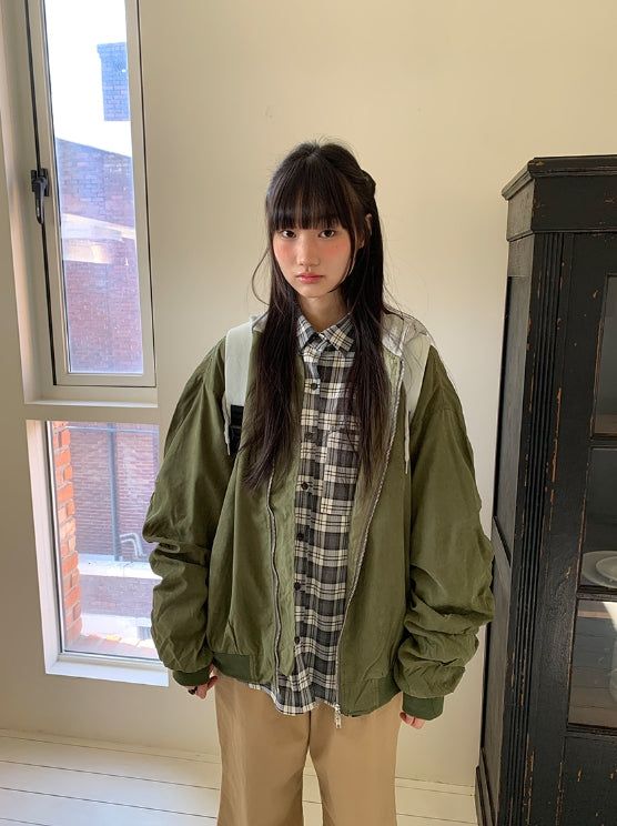 BAON（バオン）の「[unisex] Youinb Two-Way Shirring Hood Flight Jumper（Jackets/Outerwear）」
