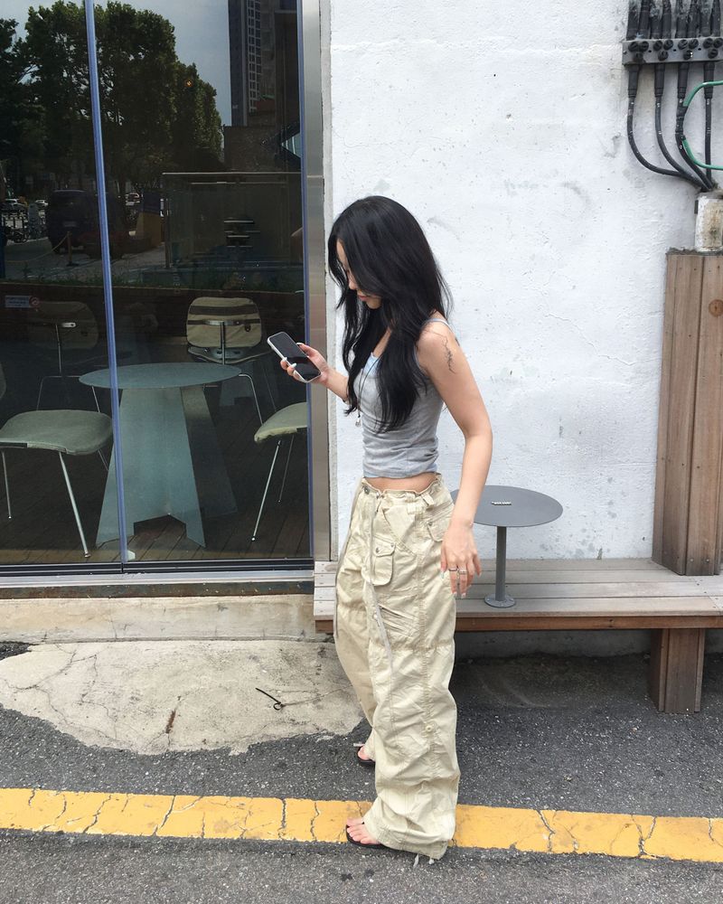 (2way) Vintage cargo string pants