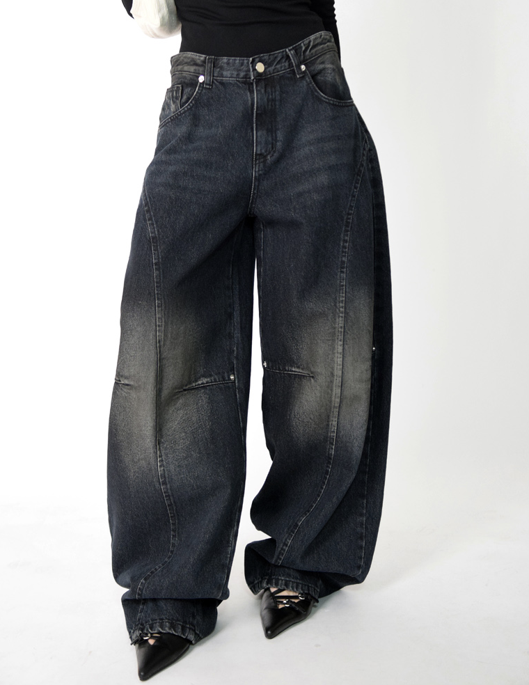devil black over denim pants