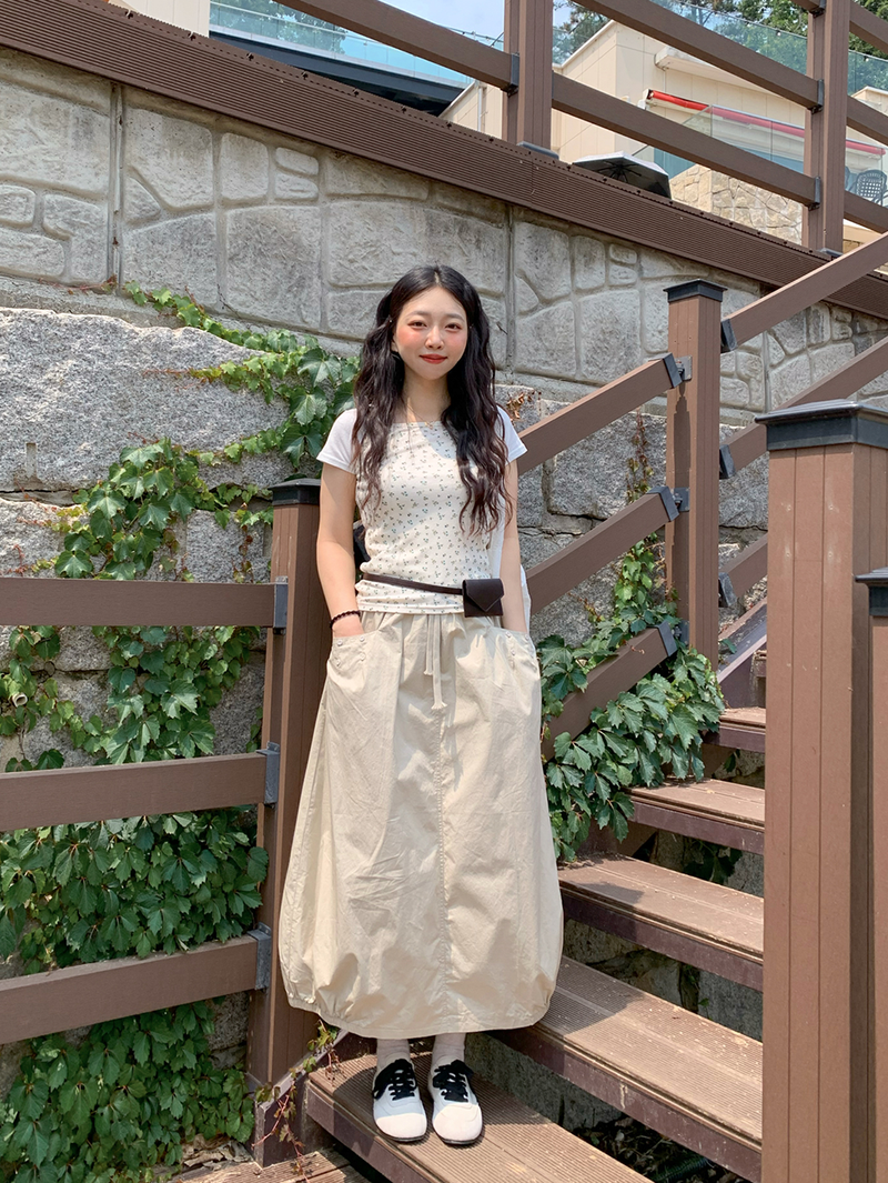pumpkin balloon pocket long skirt