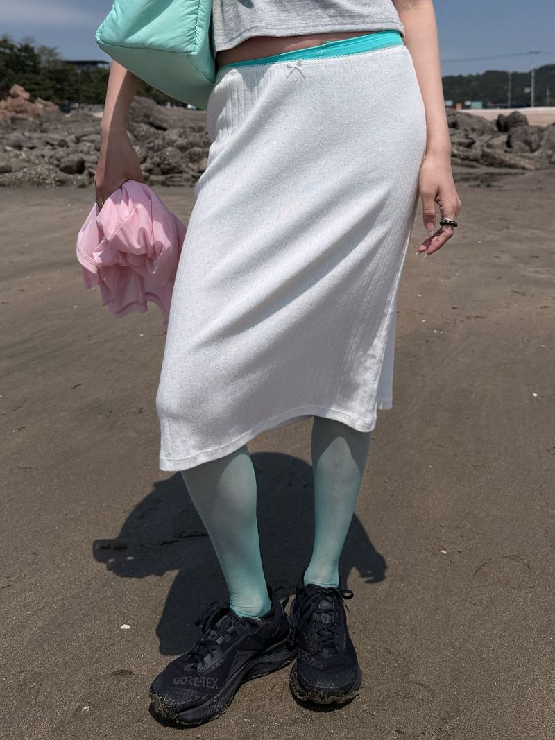  RIB RIBBON MIDI SKIRT