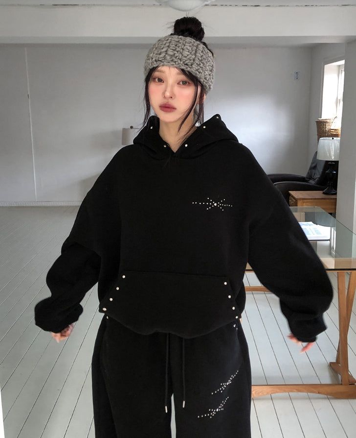 Glint Brushed Studded Hoodie