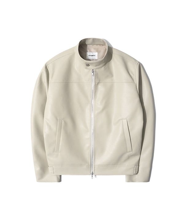 QT8 GARMENTS（キューティーエイトガーメント）の「RG Synthetic Leather Moto Jacket (Cream)（Jackets/Outerwear）」