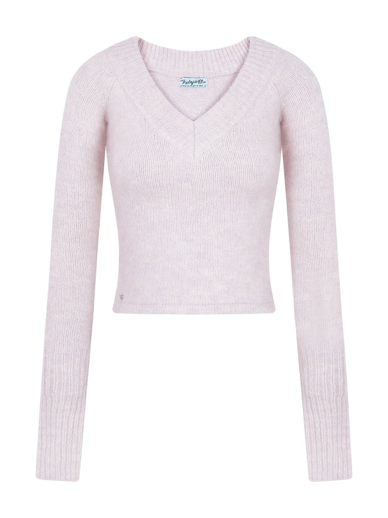 V-Neck Wool Crop Knit T