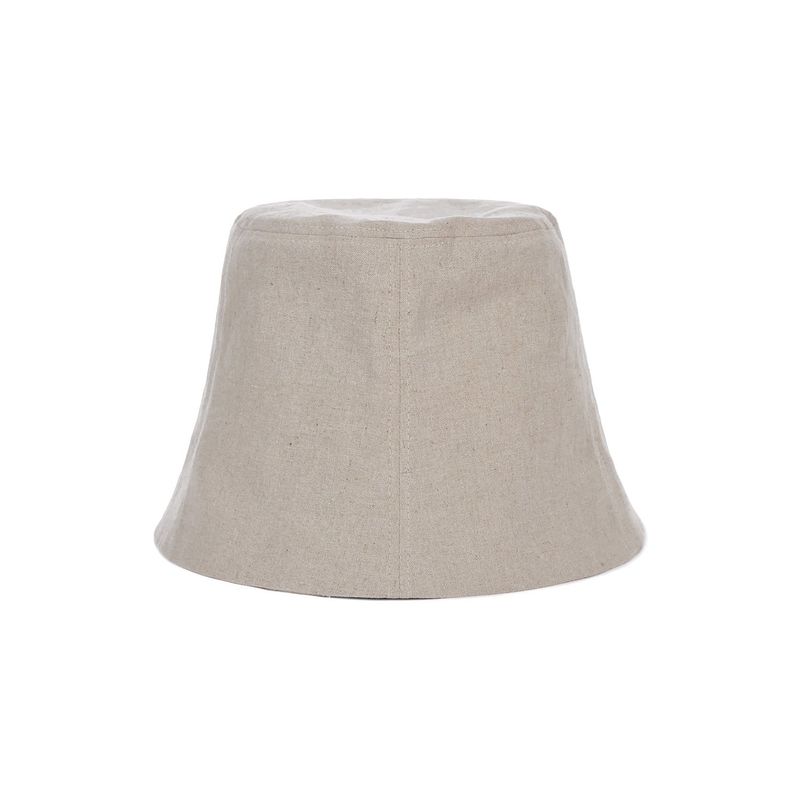Heart Chain Stud Linen Bucket Hat Natural