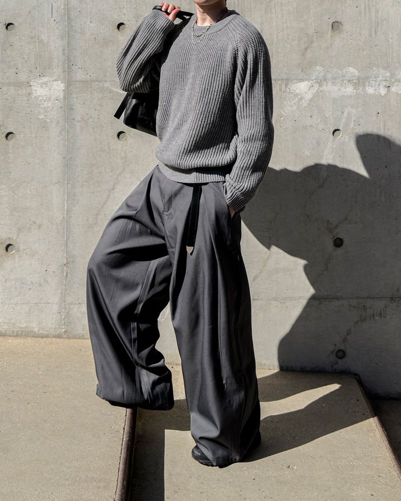 Ian Double-Pleat Wide Slacks