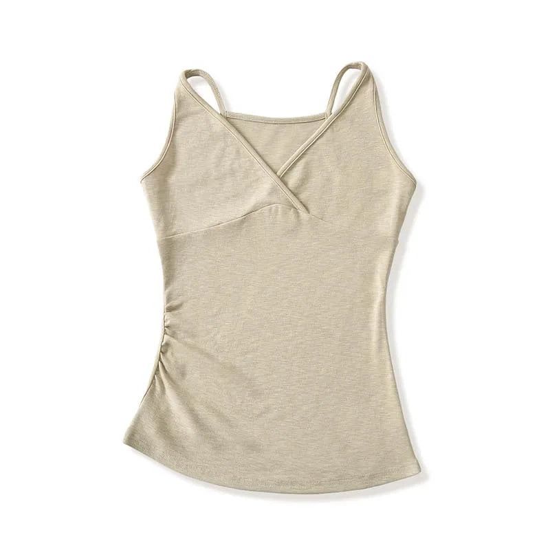 Cross-Neck Slim Sleeveless Top