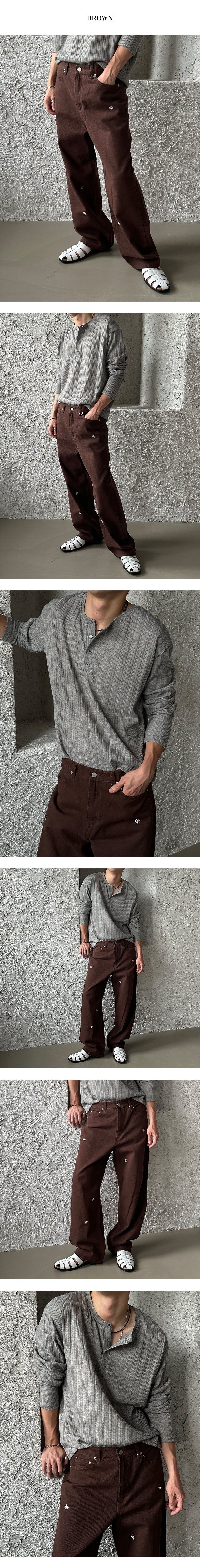 Minimal patch semi wide pants (3color)