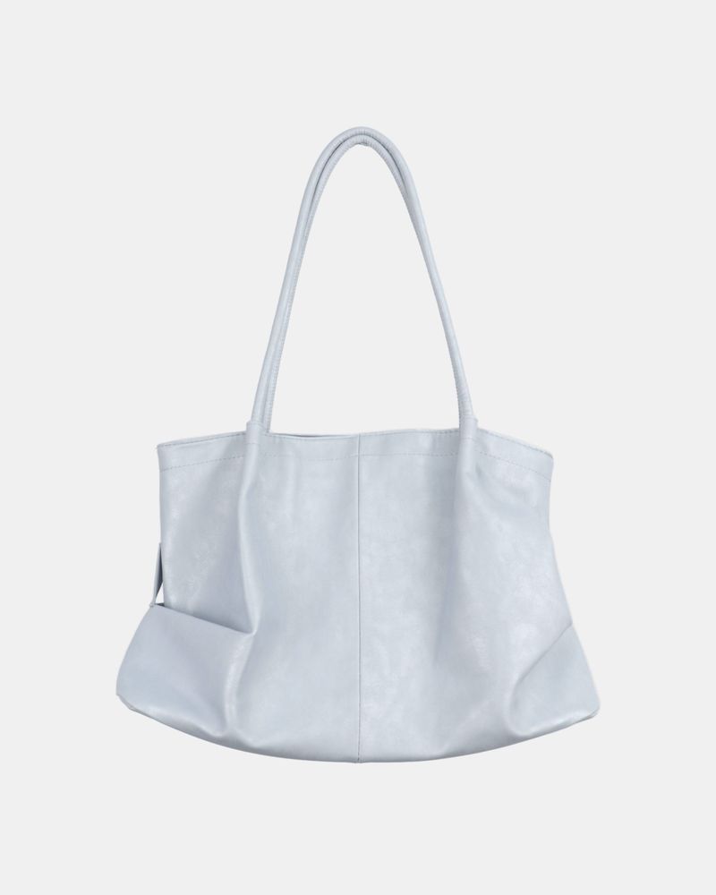 Pecan Leather Shirring Shoulder Bag