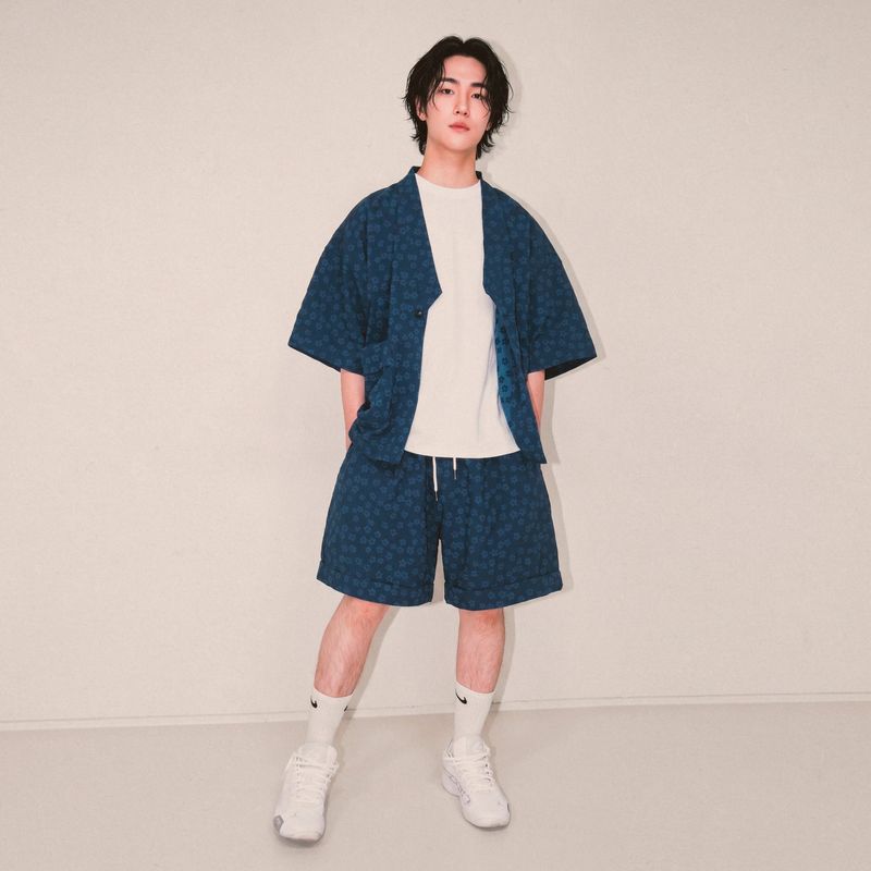 flower robe cardigan_blue