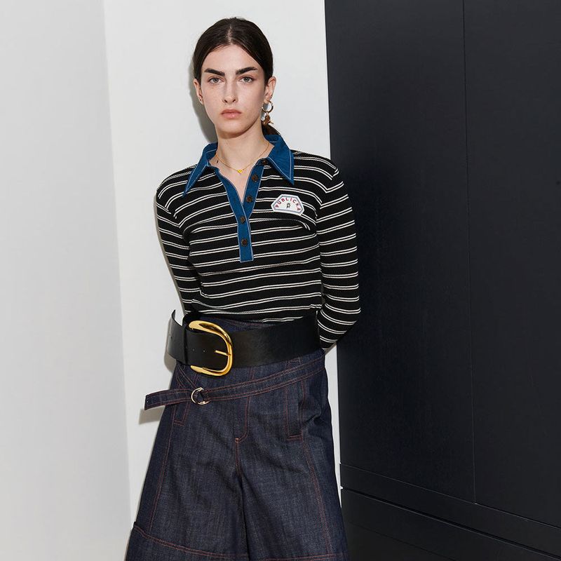  VICTORIA STRIPE TEE, BLACK+WHITE S