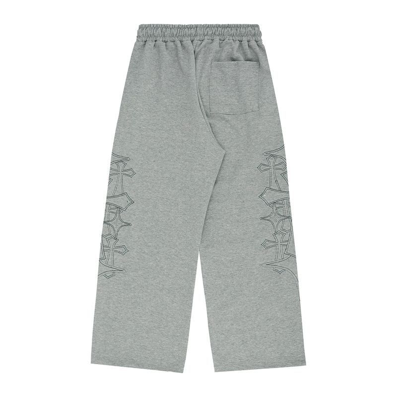 Stud Needle Work Sweat Pants - Grey