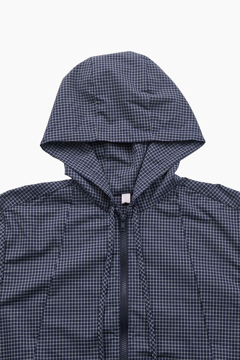 Loop check hoodie zip-up jumper
