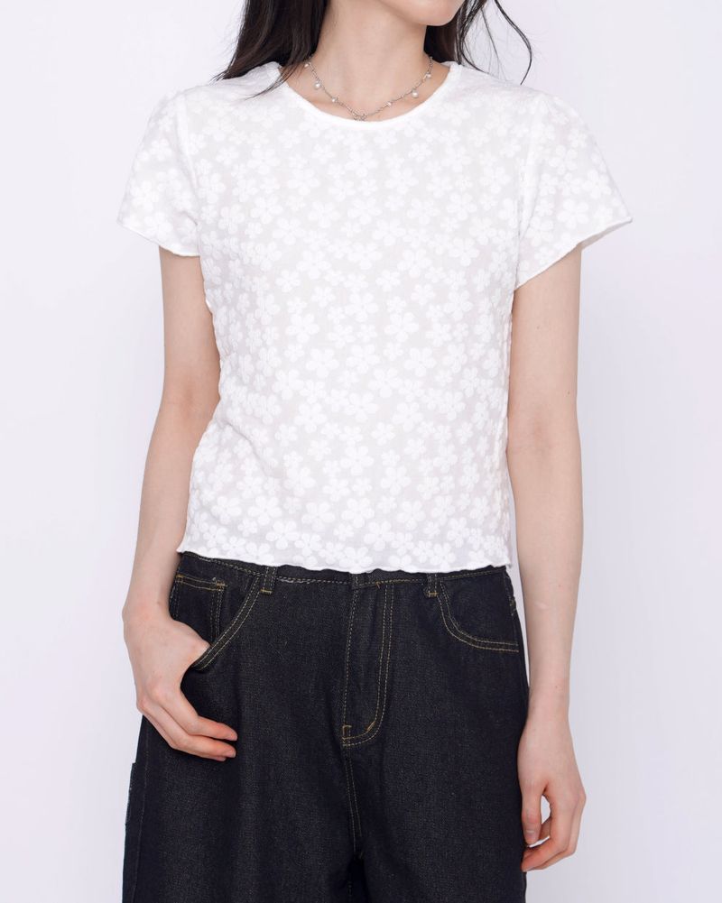 NONCODE（ノンコード）の「デイジーフラワーレースデリケート半袖Tシャツ（トップス）」