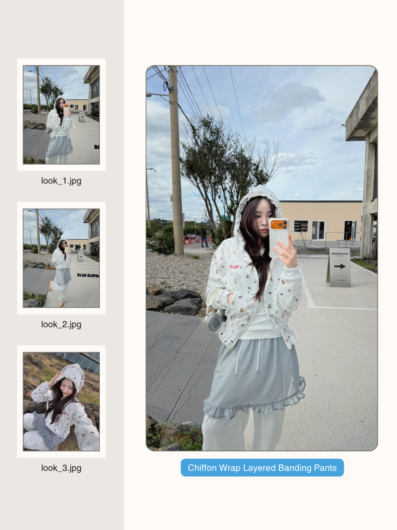 Chiffon Wrap Layered Banding Pants