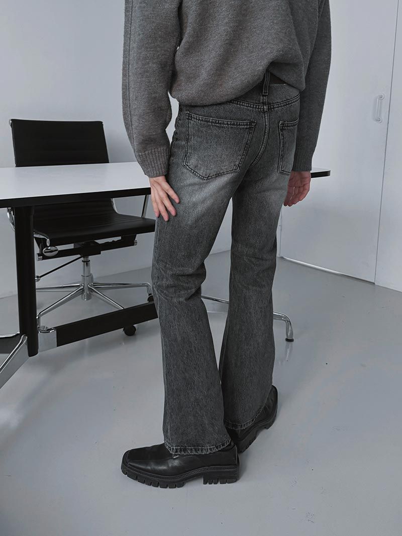 +5cm Grayish Stone Bootcut Denim Pants (336)