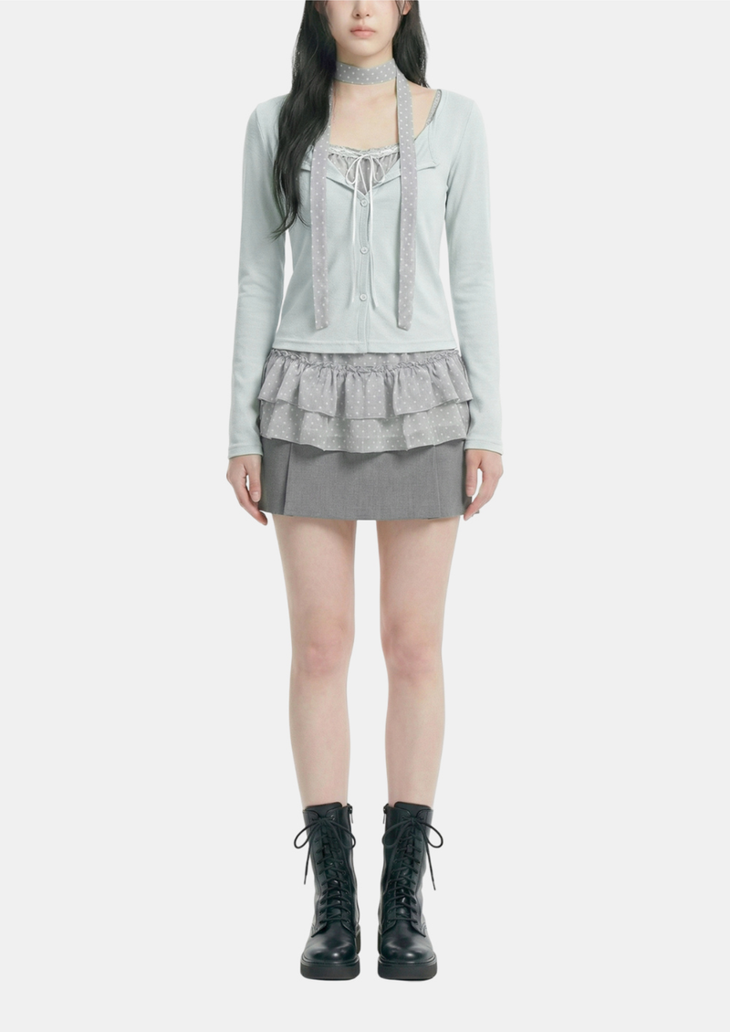 Sophie Dot Layered Cardigan Set