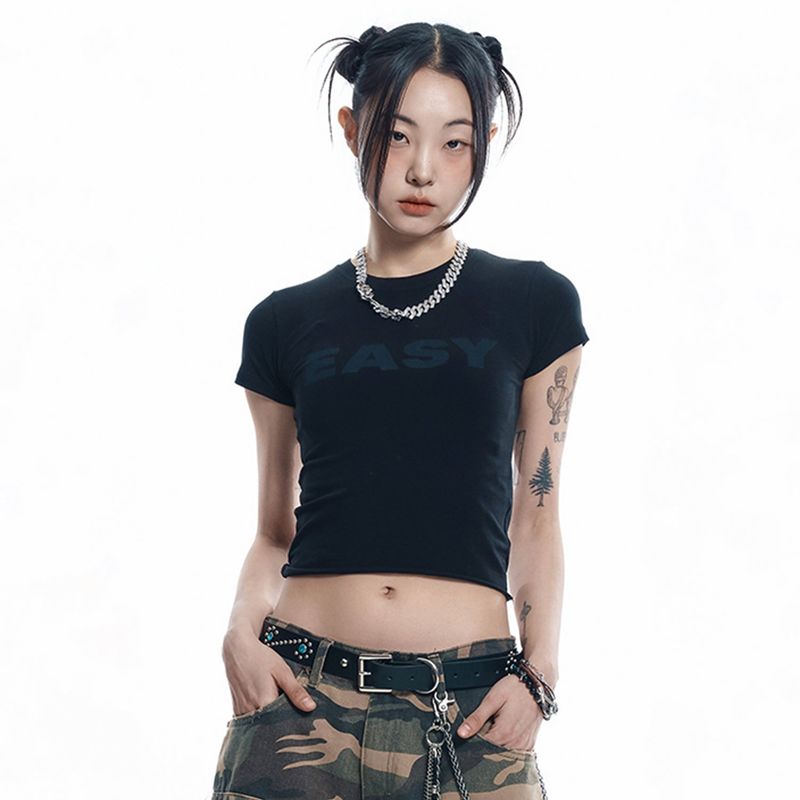EASY See-through Crop Short Sleeve - Black