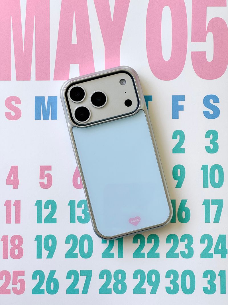 [Magsafe] BLUE CREAM Silver Glass Bumper Case